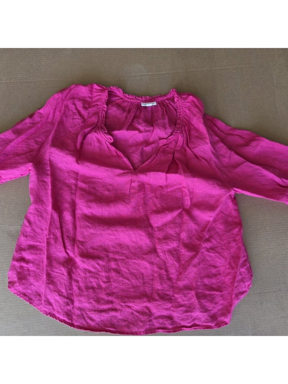 J Jill Love Linen Hot Pink Balloon Sleeve Tunic Sz XL